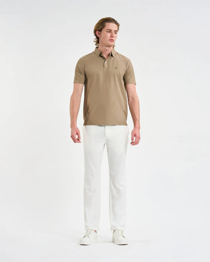 Warm Taupe Textured Piqué Polo