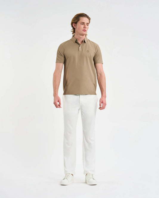 Warm Taupe Textured Piqué Polo
