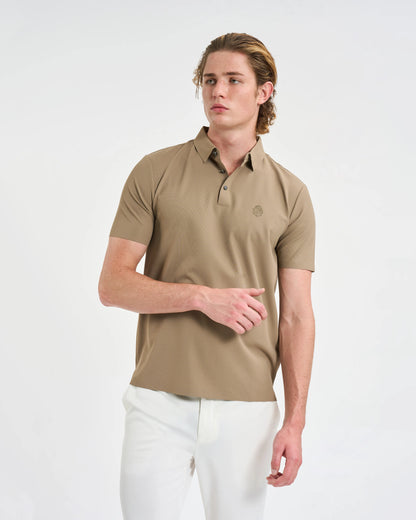 Warm Taupe Textured Piqué Polo