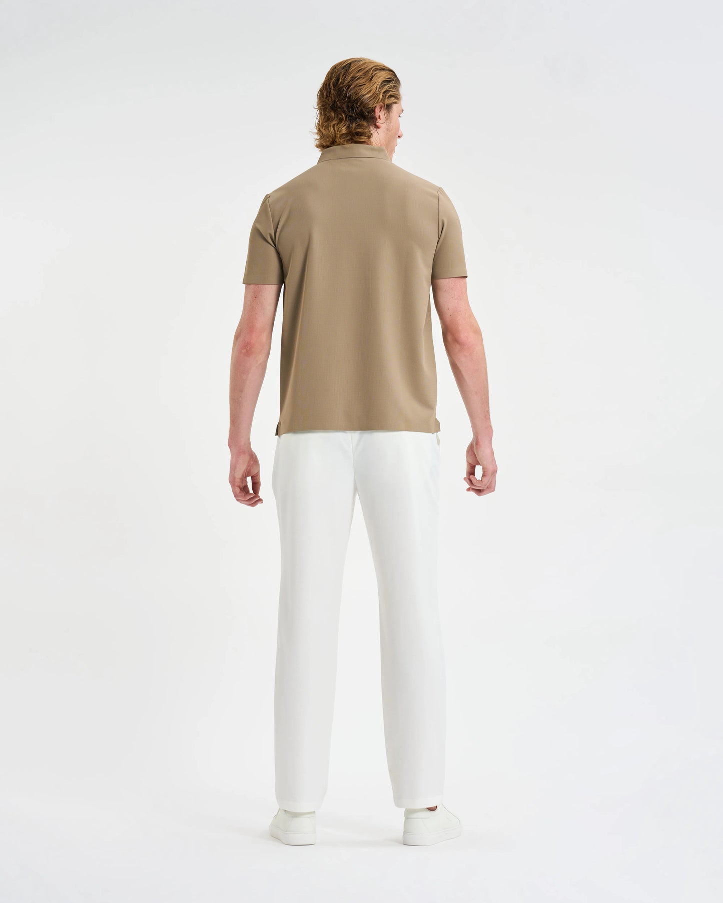 Warm Taupe Textured Piqué Polo