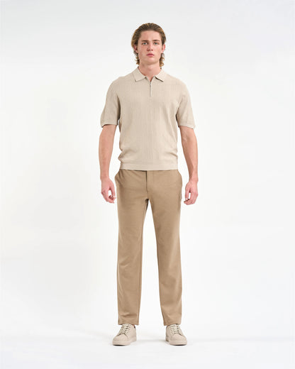 Stone-Hued Geometric Knit Quarter-Zip