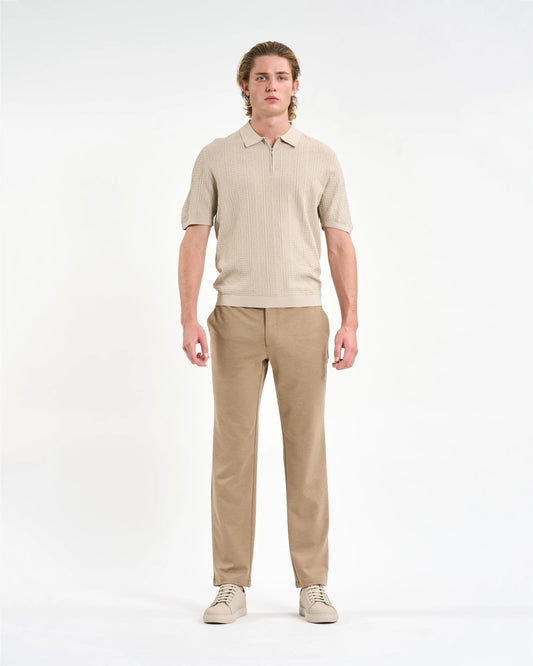 Stone-Hued Geometric Knit Quarter-Zip