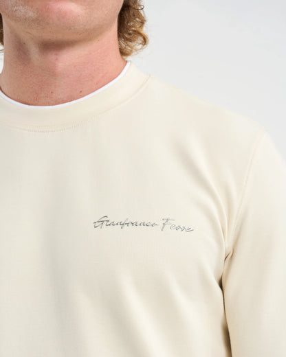 Ecru Script-Signature Long-Sleeve Pullover