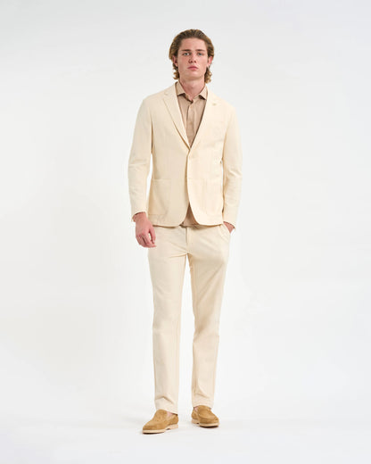 Cream Crest-Embossed Sport Coat