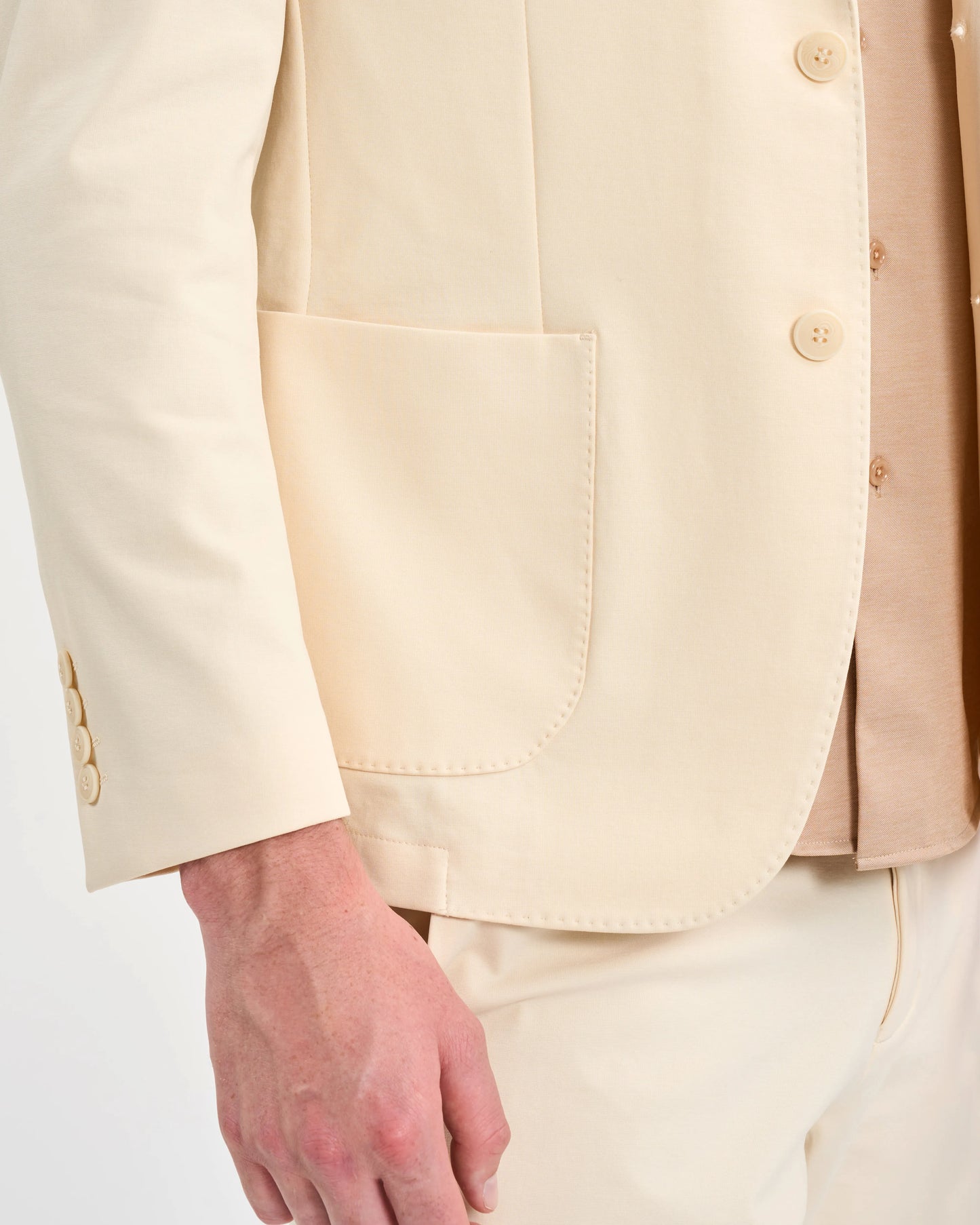 Cream Crest-Embossed Sport Coat
