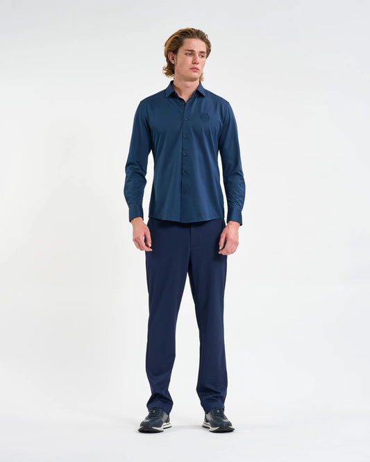 Deep Indigo Emblem Long-Sleeve Shirt