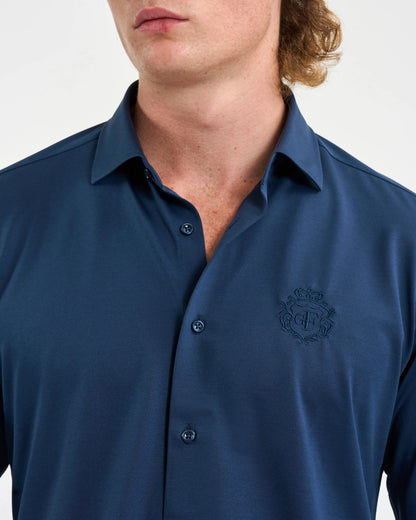 Deep Indigo Emblem Long-Sleeve Shirt