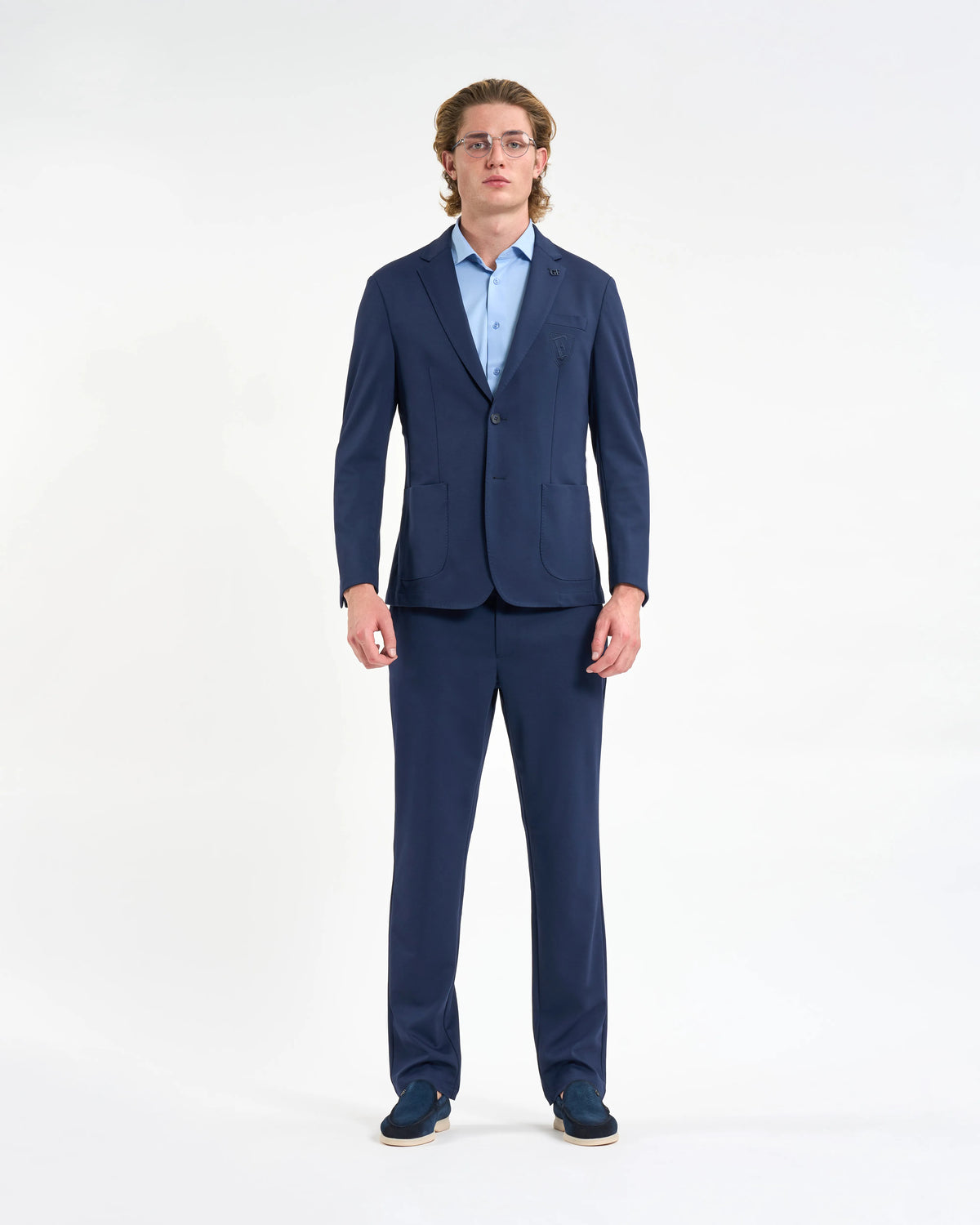 Navy Crest Patch Two-Piece Suit