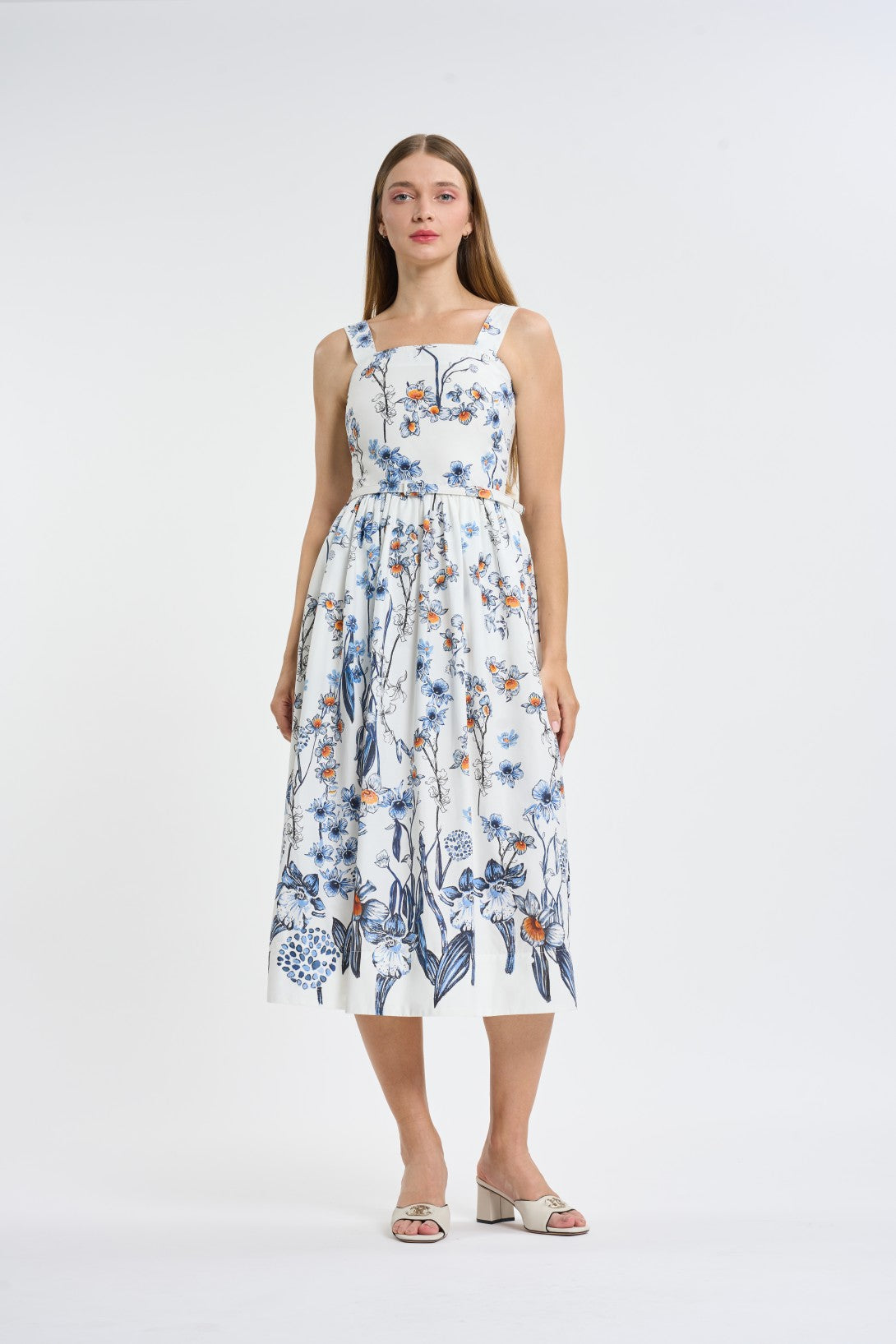Wildflower Print Belted Midi Dress