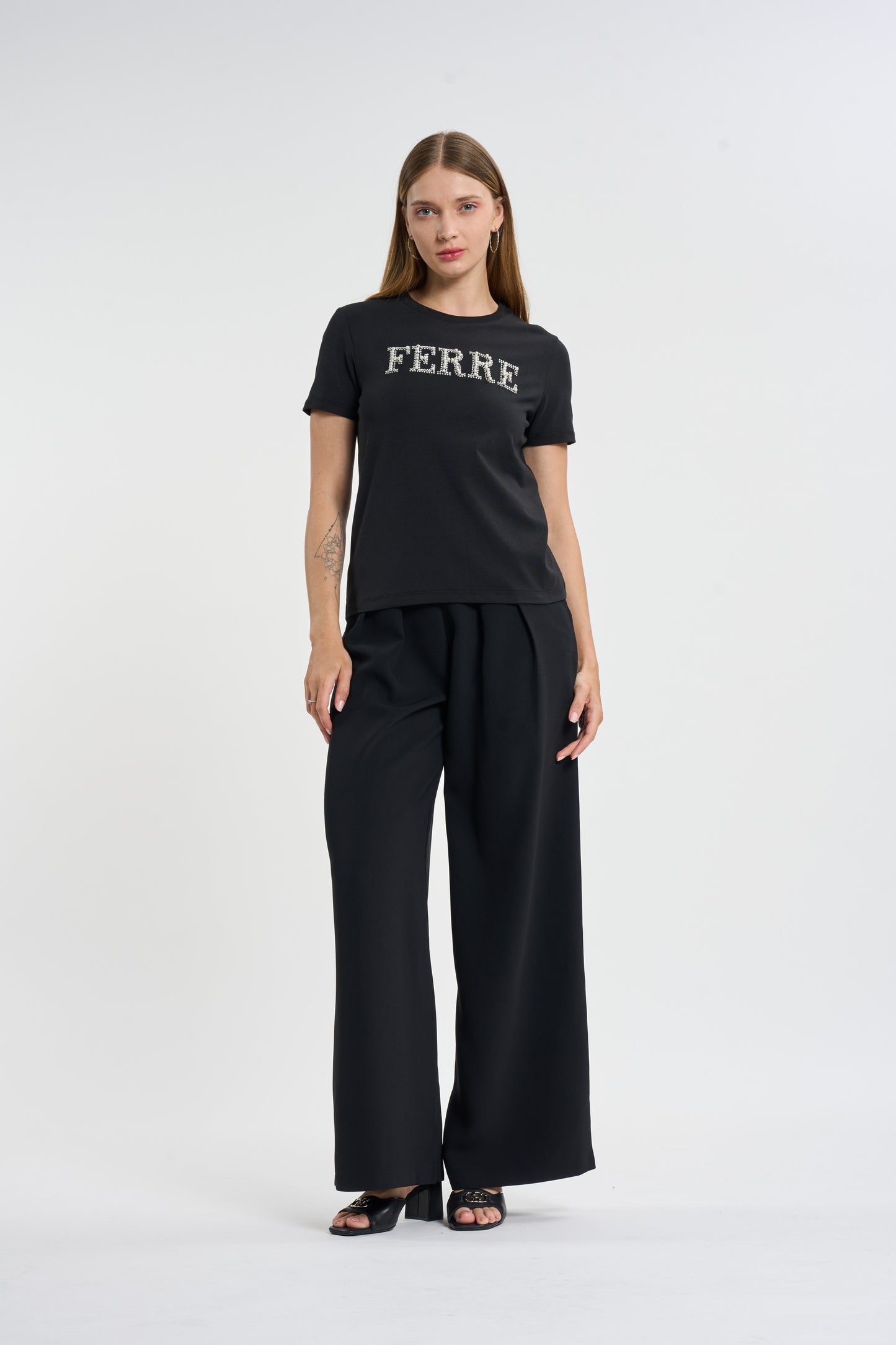 Black Pearl & Rhinestone Logo T-Shirt