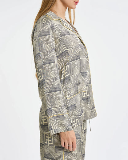 Geometric Monogram Silk Co-Ord Set