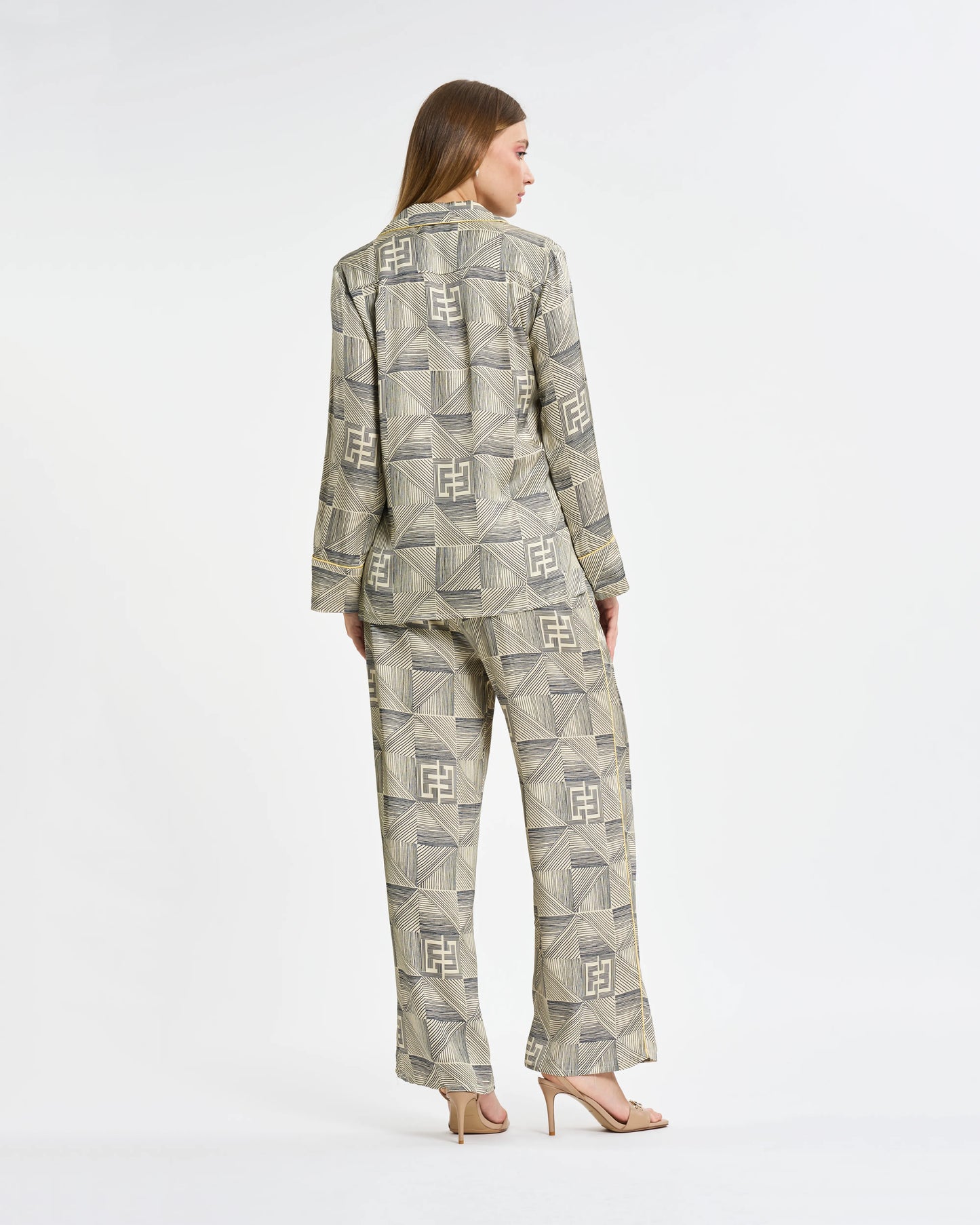 Geometric Monogram Silk Co-Ord Set
