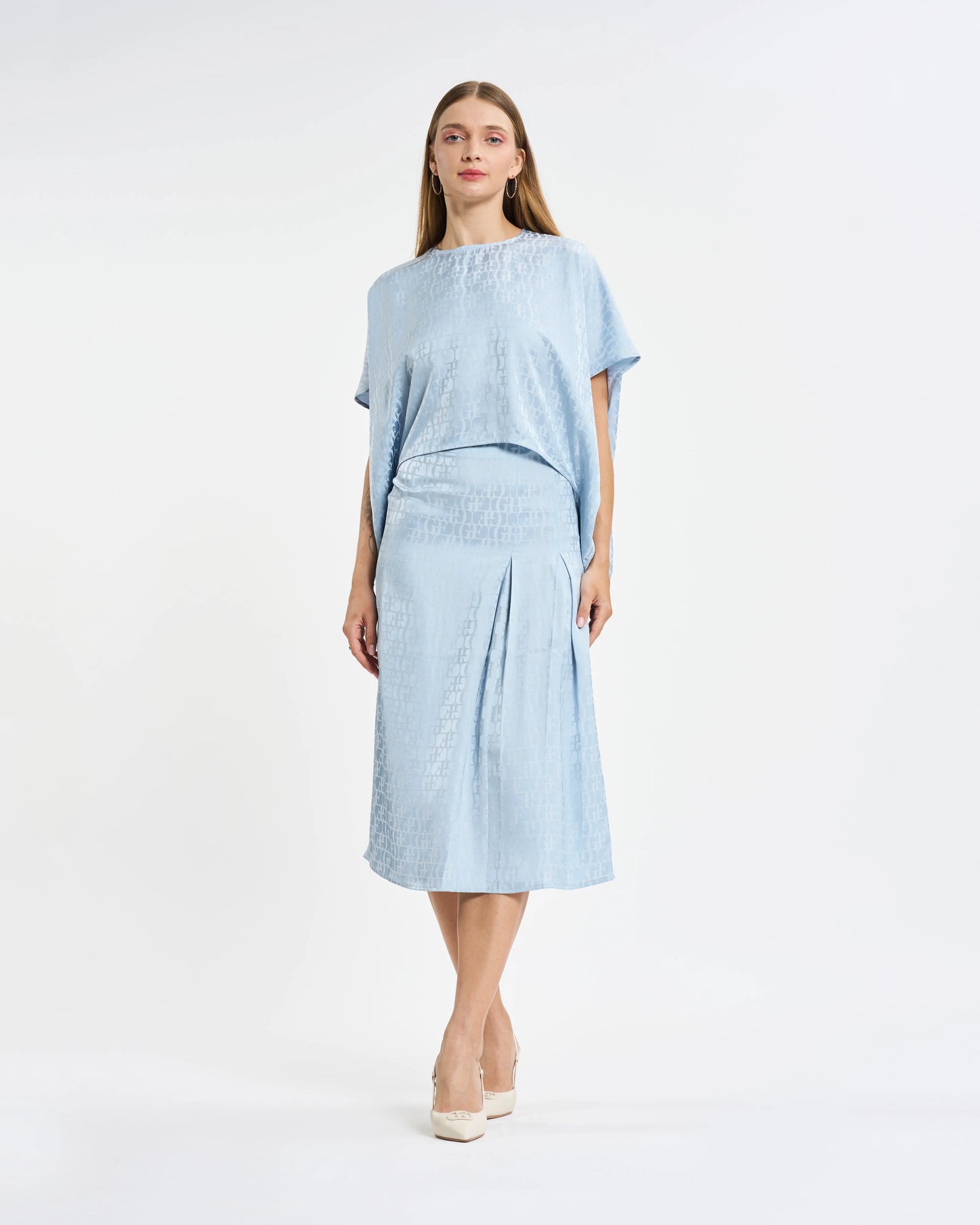 Sky Blue Monogram Jacquard Two-Piece Set