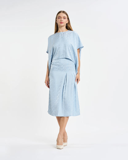 Sky Blue Monogram Jacquard Two-Piece Set