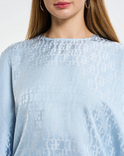 Sky Blue Monogram Jacquard Two-Piece Set