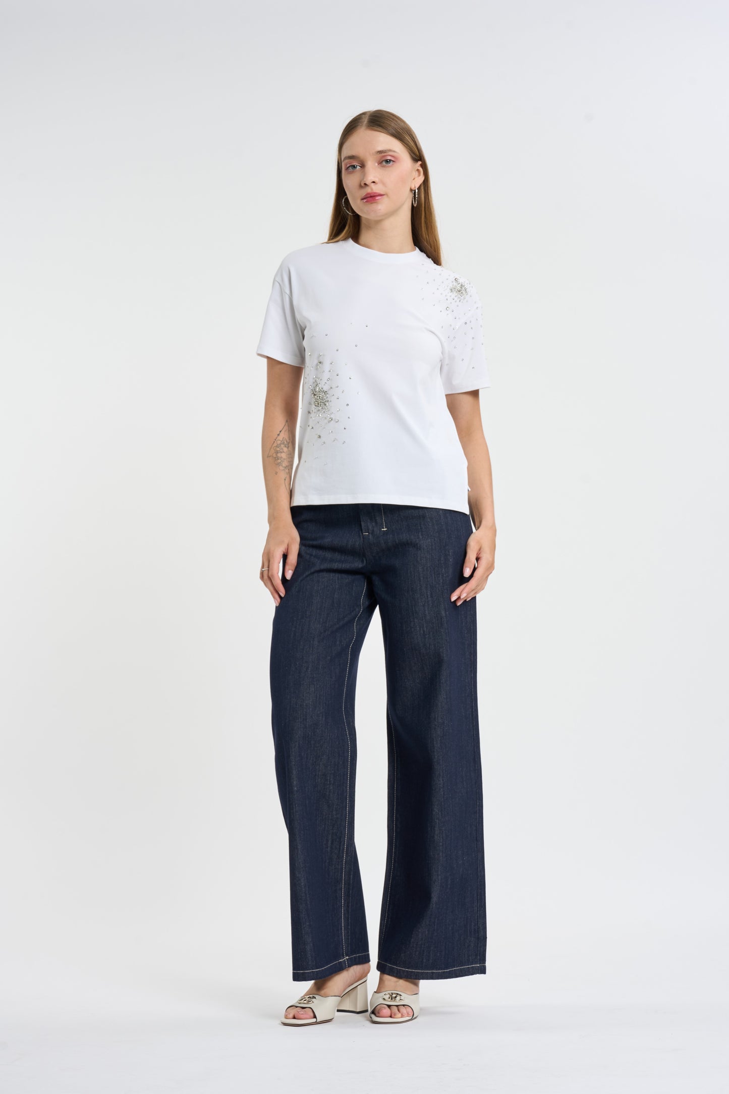 Crystal Embellished Cotton T-Shirt
