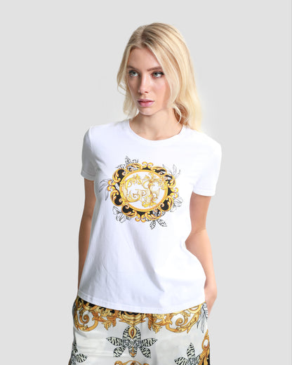 Contrasted Ornamental Print T-Shirt