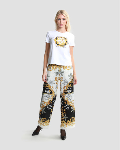 Contrasted Ornamental Print T-Shirt