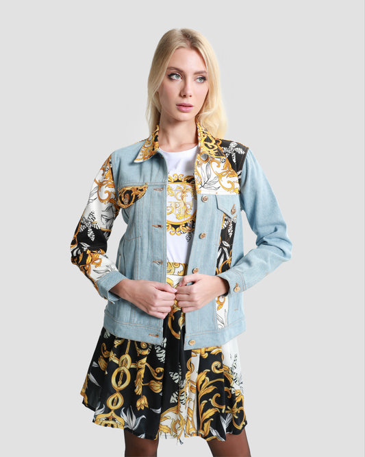 Ornamental Patchwork Denim Jacket