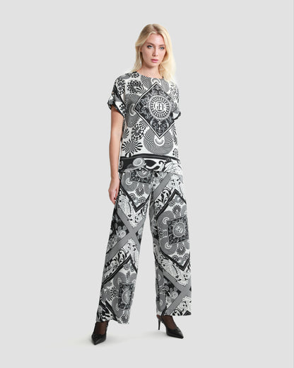 Black and White Abstract Printed Trousers