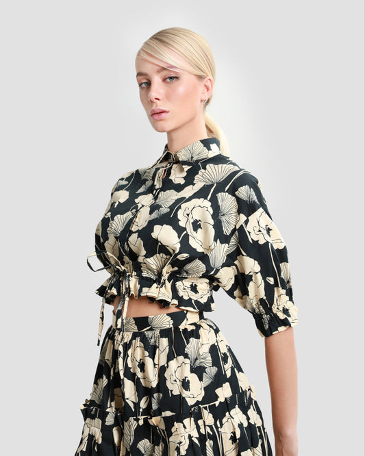 Poppy Floral Tie Top