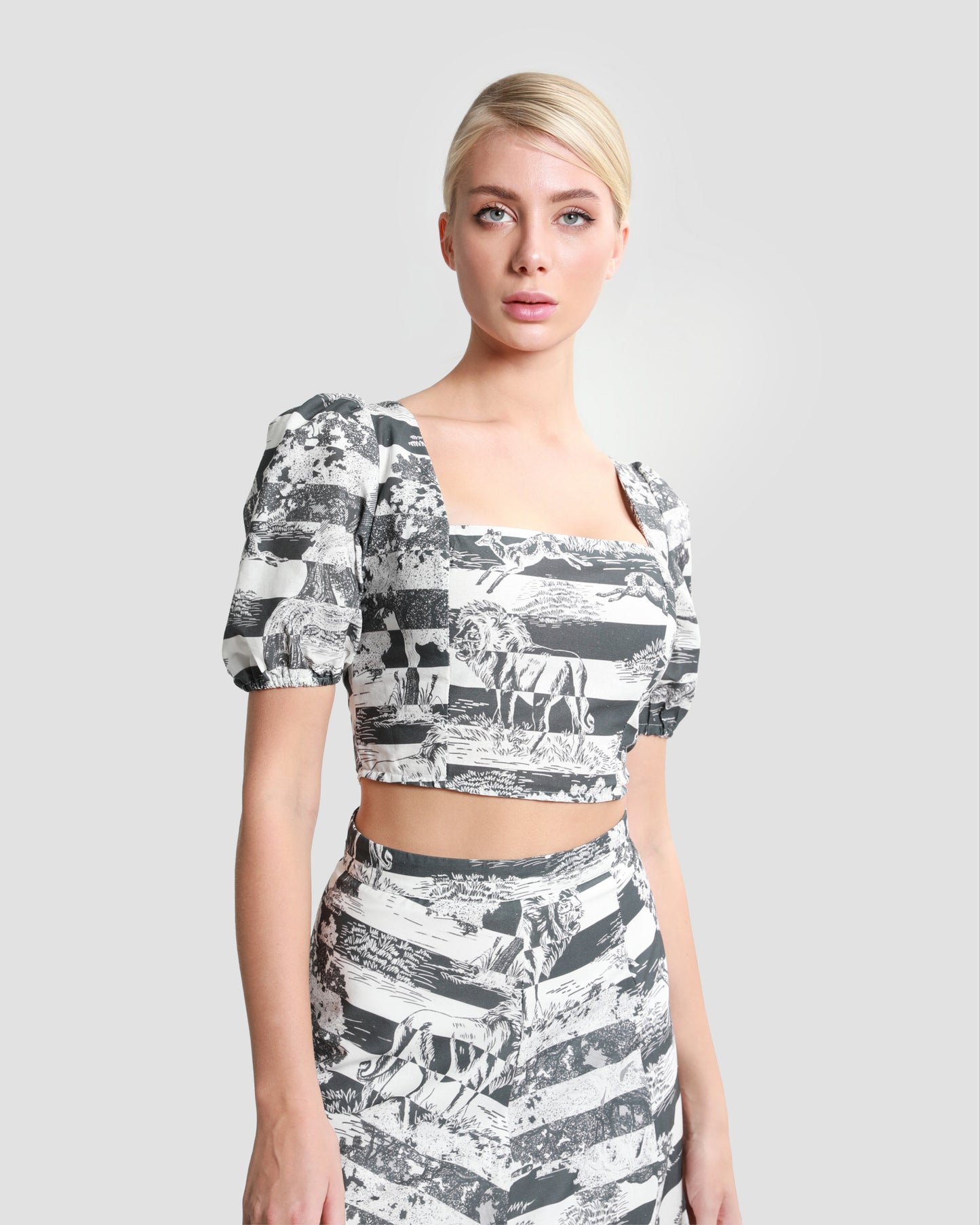 Toile Printed Cropped Top