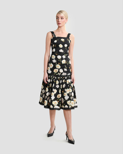 Floral Print Sleeveless Midi Dress