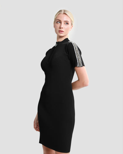 High Neck Dress with Logo Tape