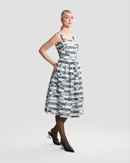 Toile Printed Midi Dress