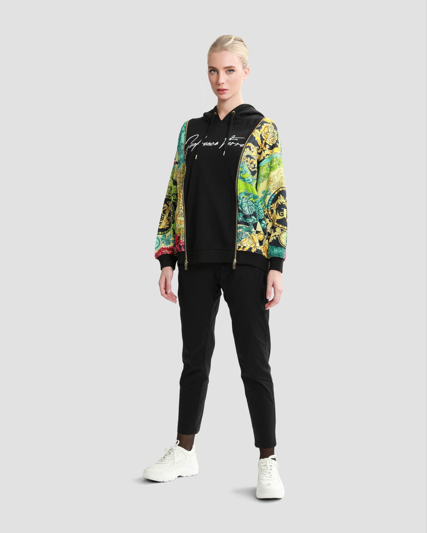 Ornate Color-Block Panelled Hoodie