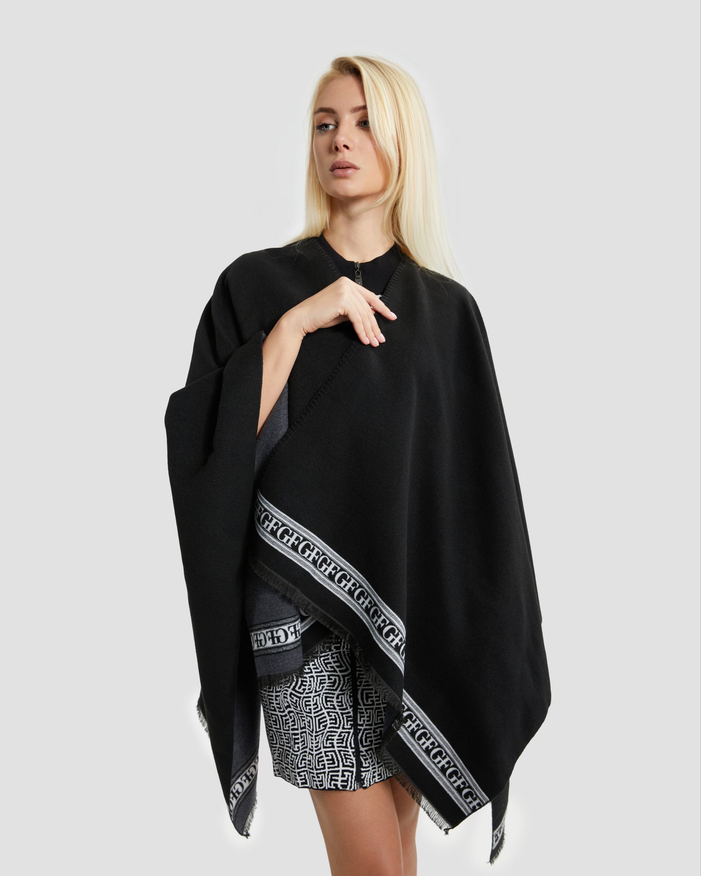 Fringed Monochrome Poncho