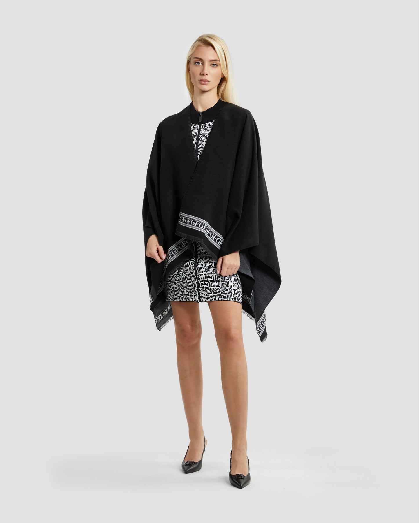 Fringed Monochrome Poncho
