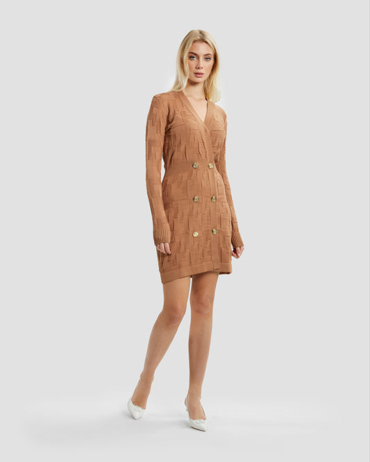 Brown Knitted Mini Dress
