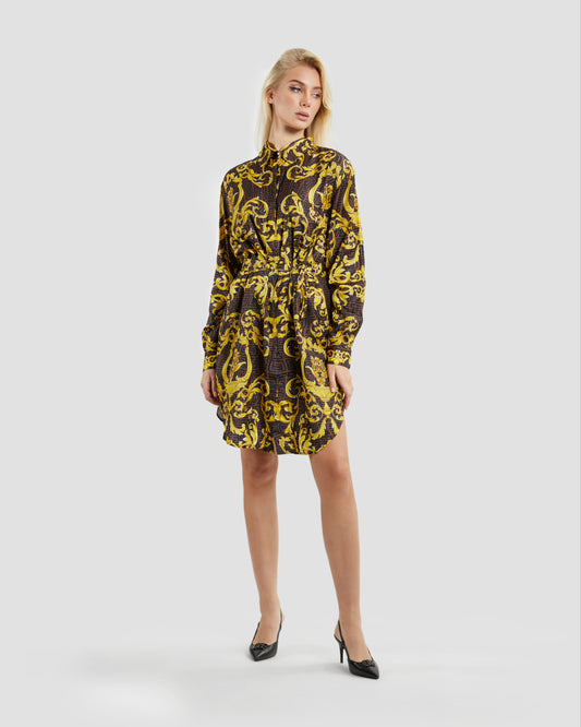 Oriental Baroque Patterned Shirt Dress