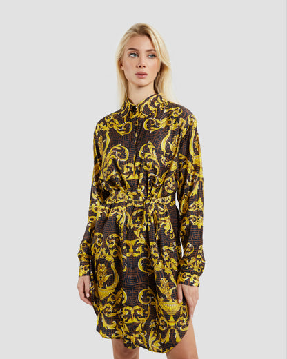 Oriental Baroque Patterned Shirt Dress