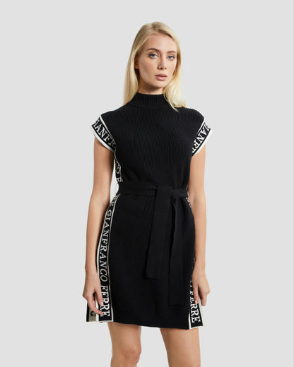 Knitted Logo Taper Poncho