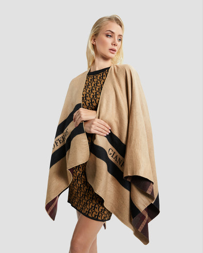 Solid Tone Brand Detailed Poncho