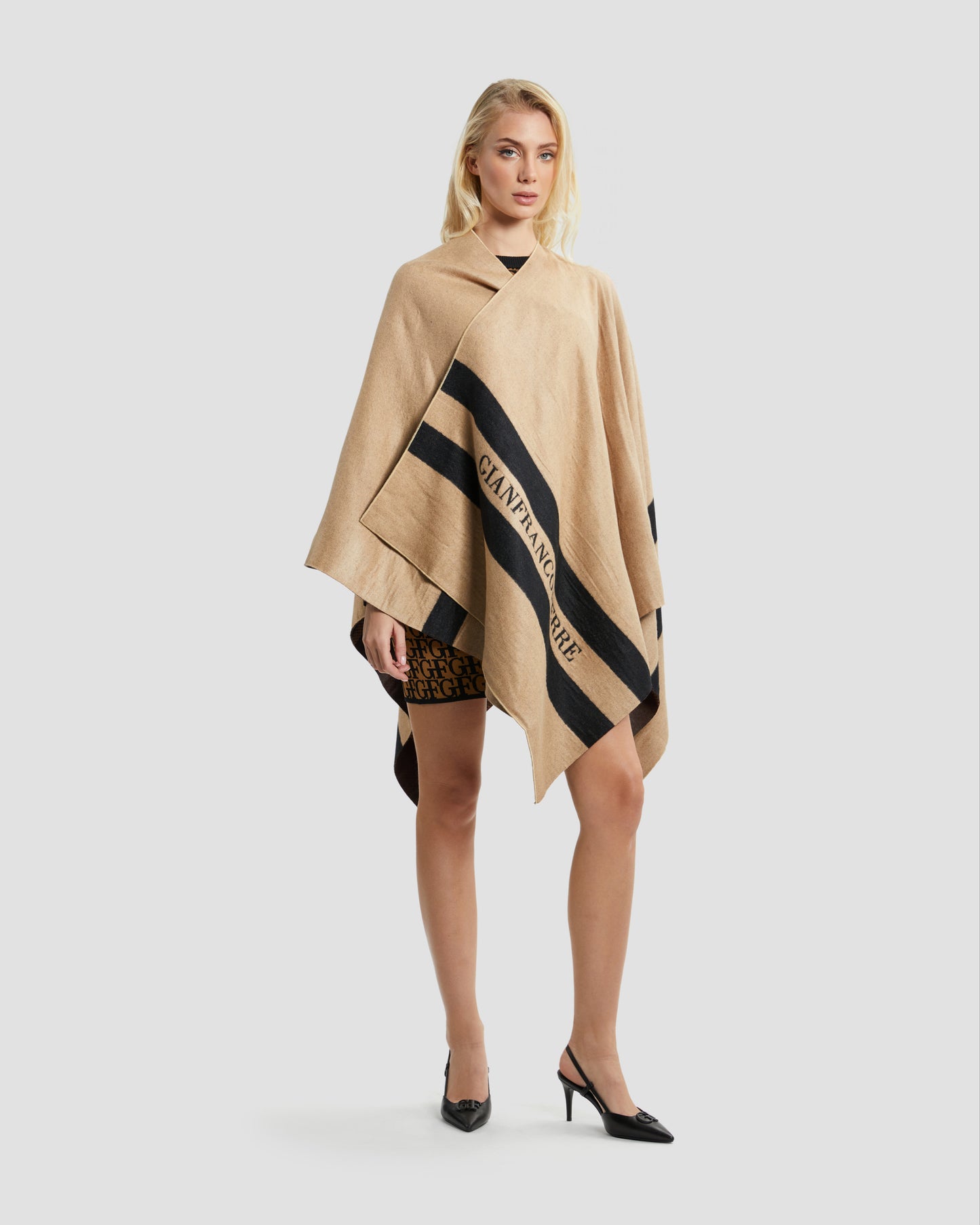 Solid Tone Brand Detailed Poncho