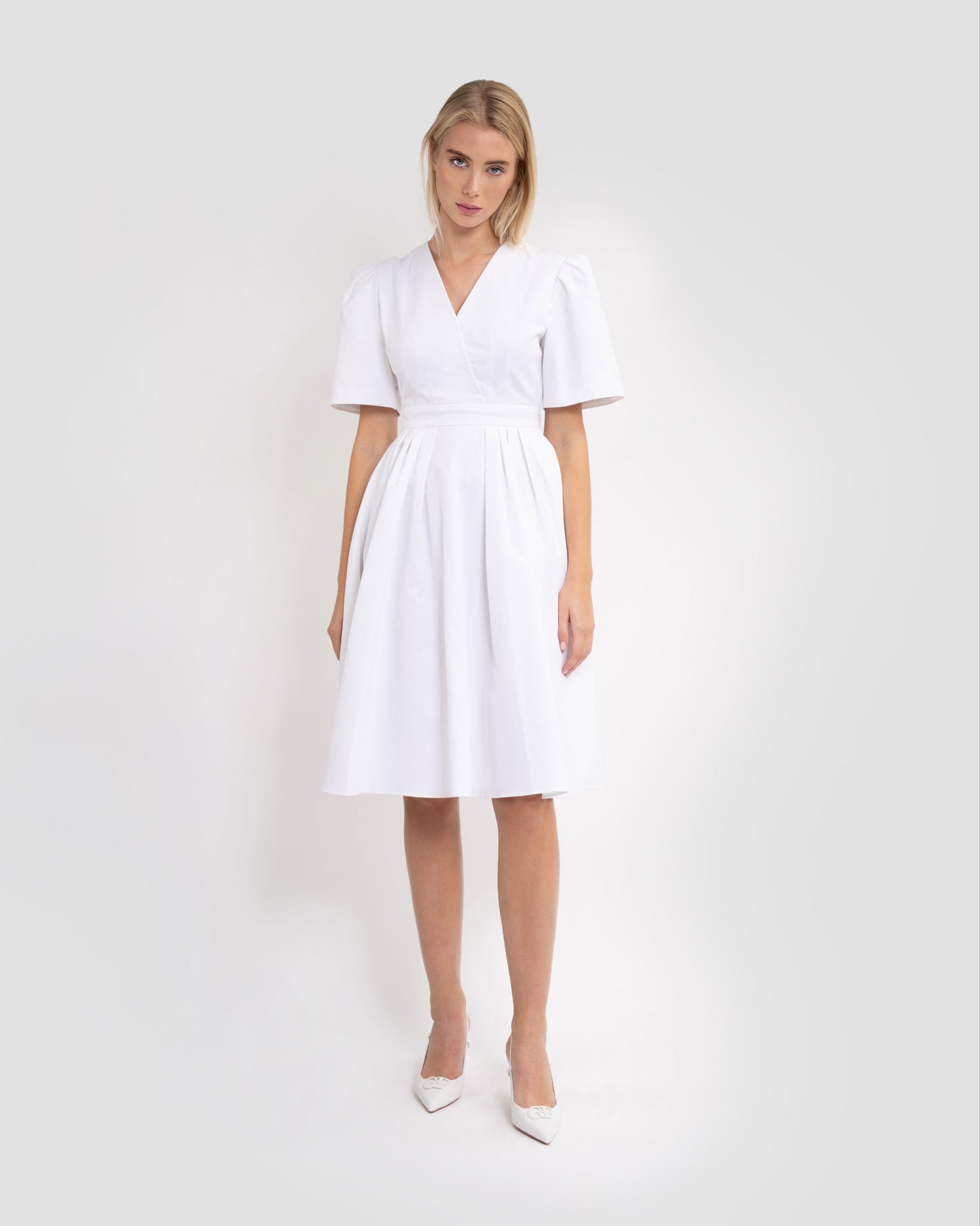 Structured Bell Sleeves Wrap Dress