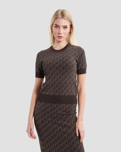 Contrast Monogram Knitted Top