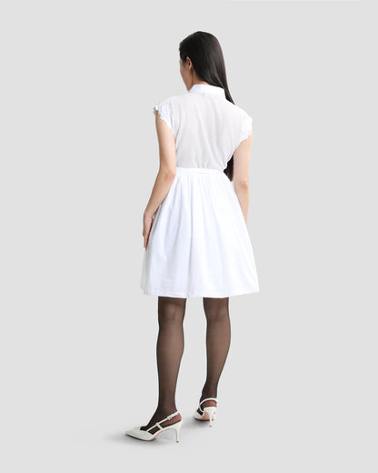 Belted Lace-Trimmed Mini Shirt Dress