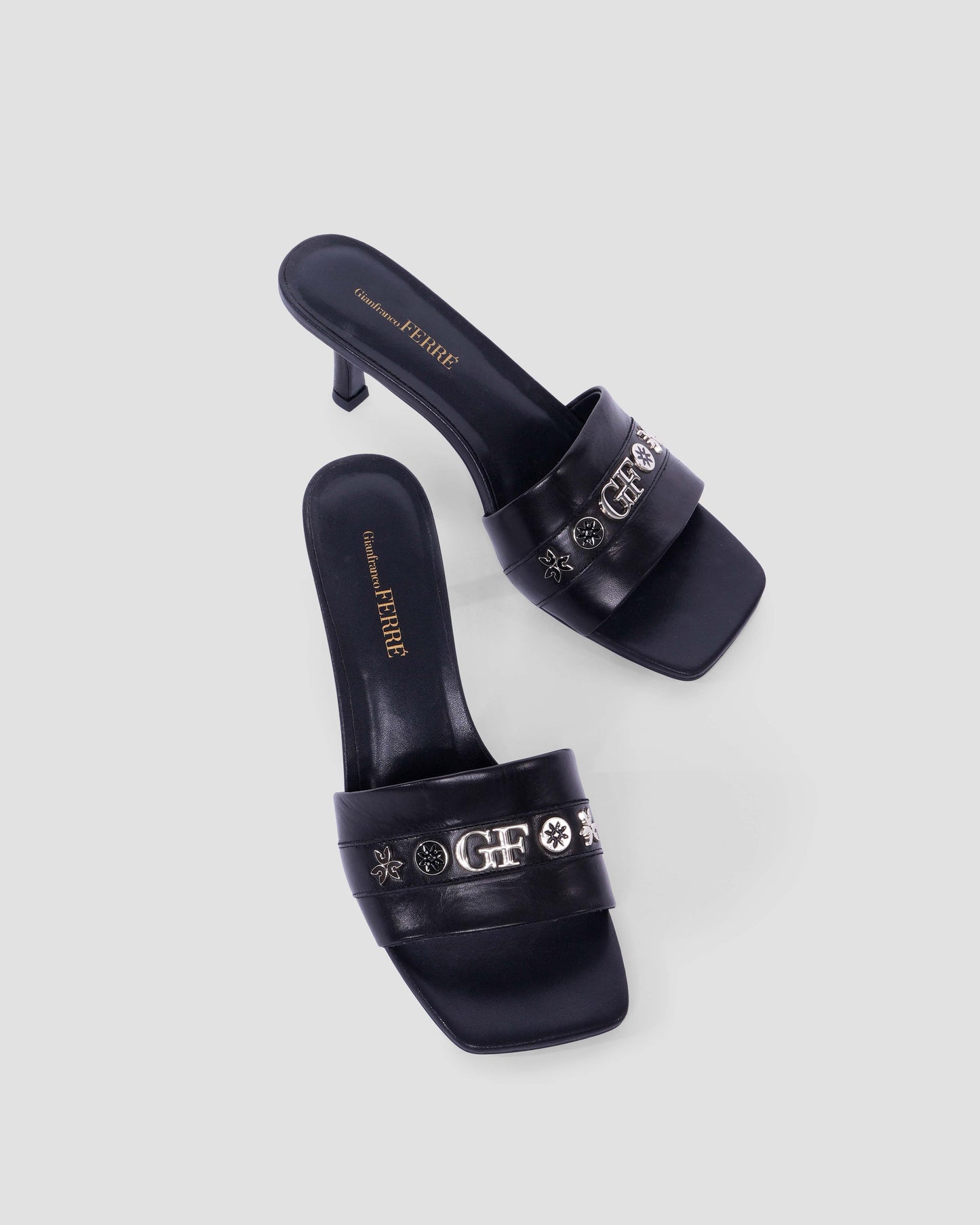 Logo-Studded Heeled Sandals