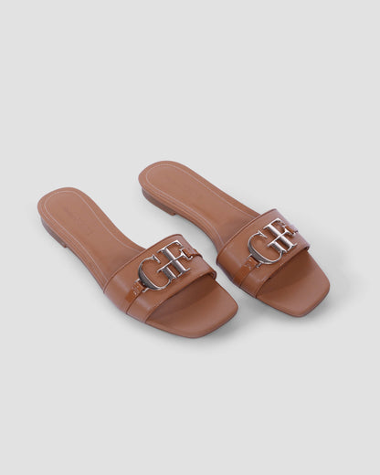Metal Logo Flat Sandals