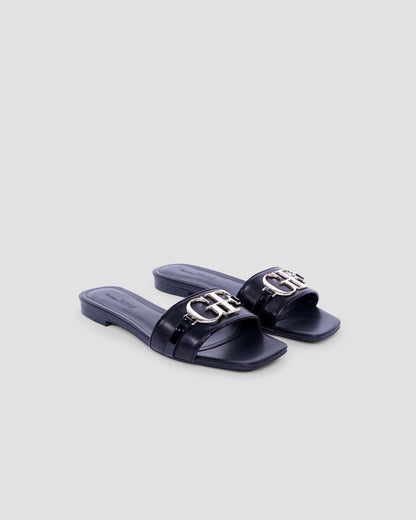 Metal Logo Flat Sandals