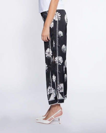 Floral Side-Slit Wide-Leg Pants
