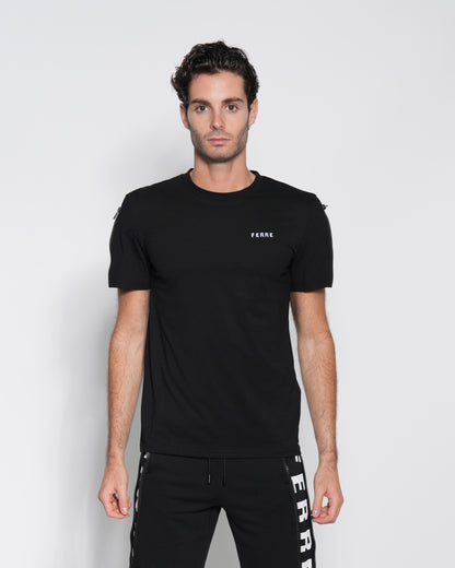 Logo Print Zip Sleeve T-Shirt