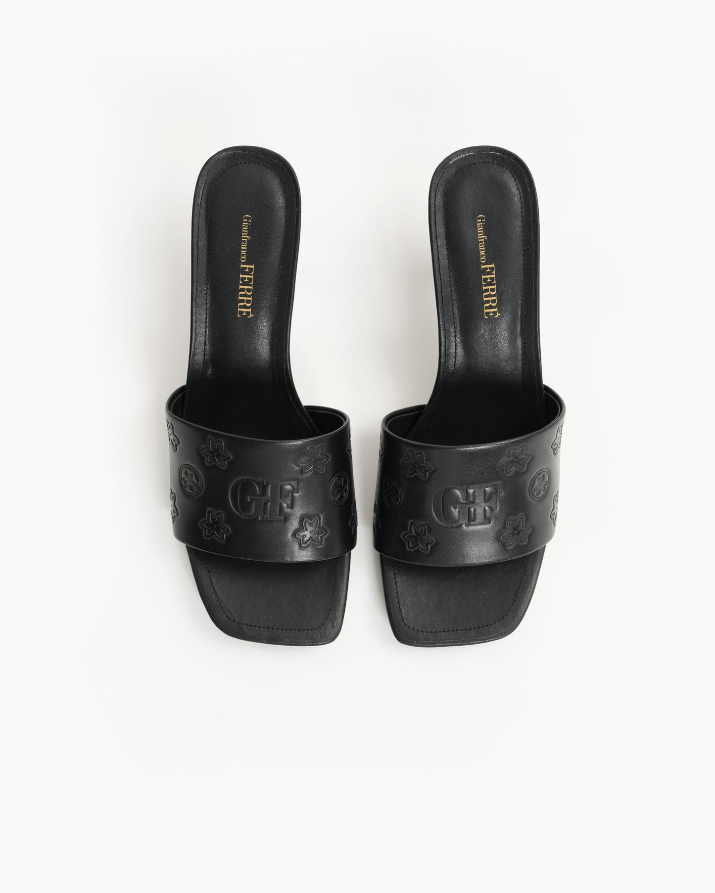 GF Logo Leather Heeled Sandals