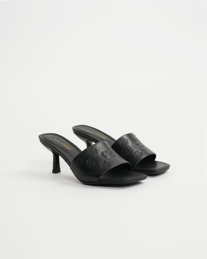 GF Logo Leather Heeled Sandals