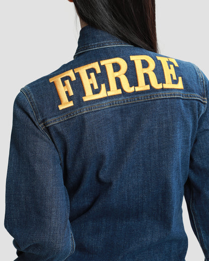 Ferré Embroidered Denim Shirt Dress