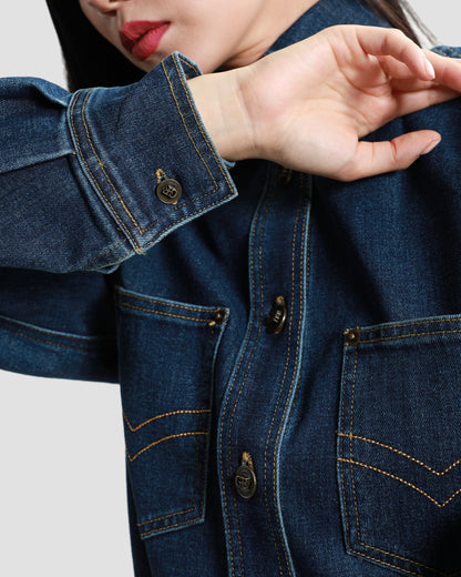 Ferré Embroidered Denim Shirt Dress